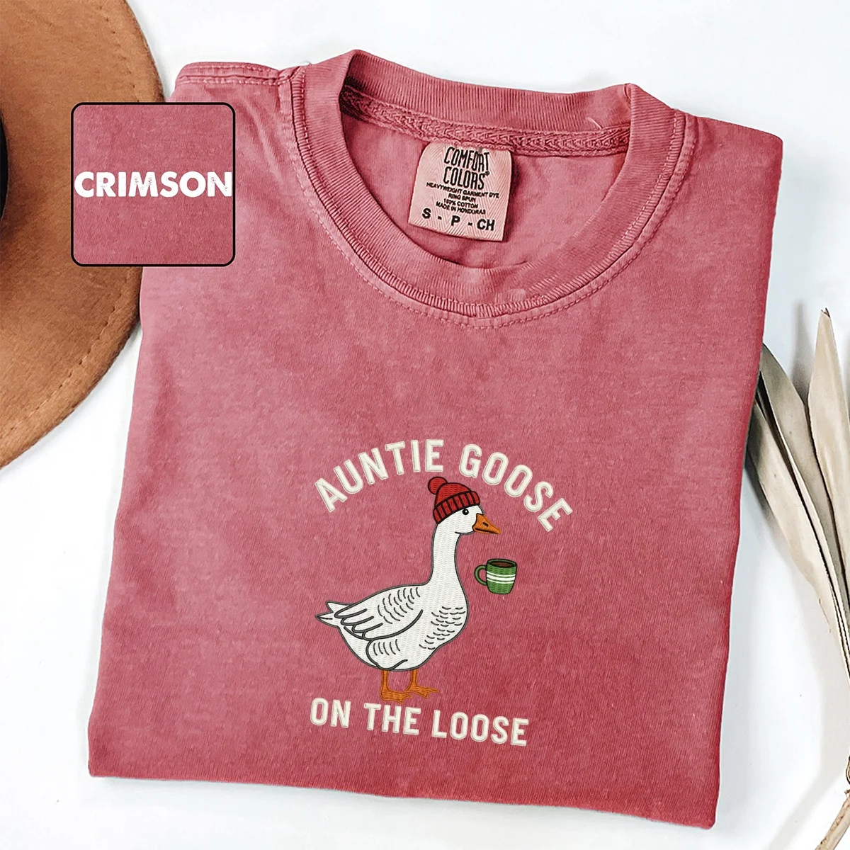 Custom Embroidered Auntie Goose on the Loose T-Shirt | Funny Auntie Meme Tee – Cool Aunt Gift - Image 2