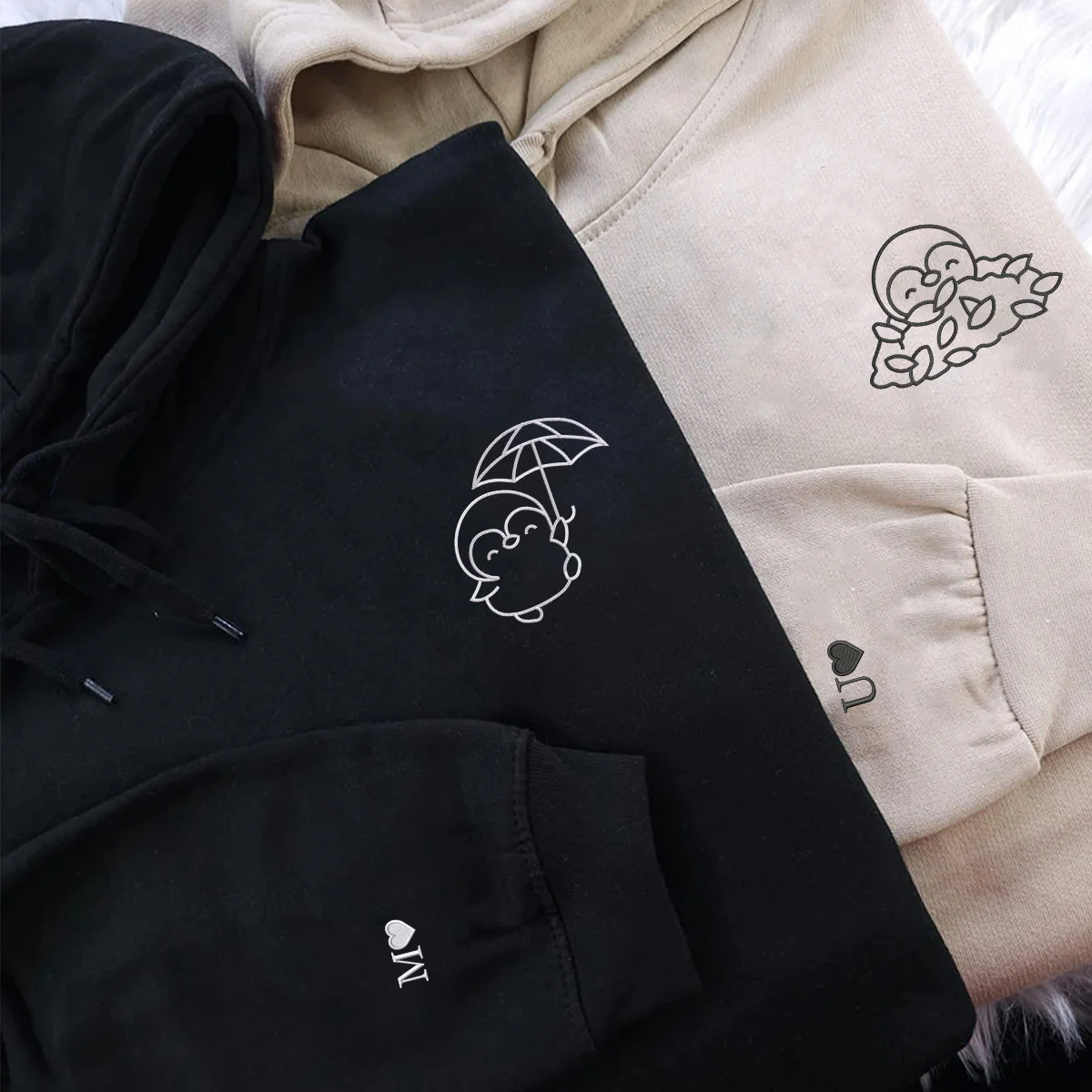 Custom Embroidered Autumn Penguin Matching Hoodies for Couples - Image 5