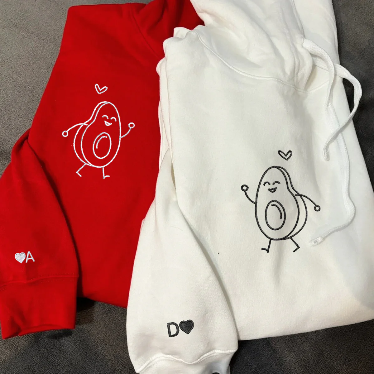 Custom Embroidered Avocado Love Matching Hoodies for Couples - Image 6