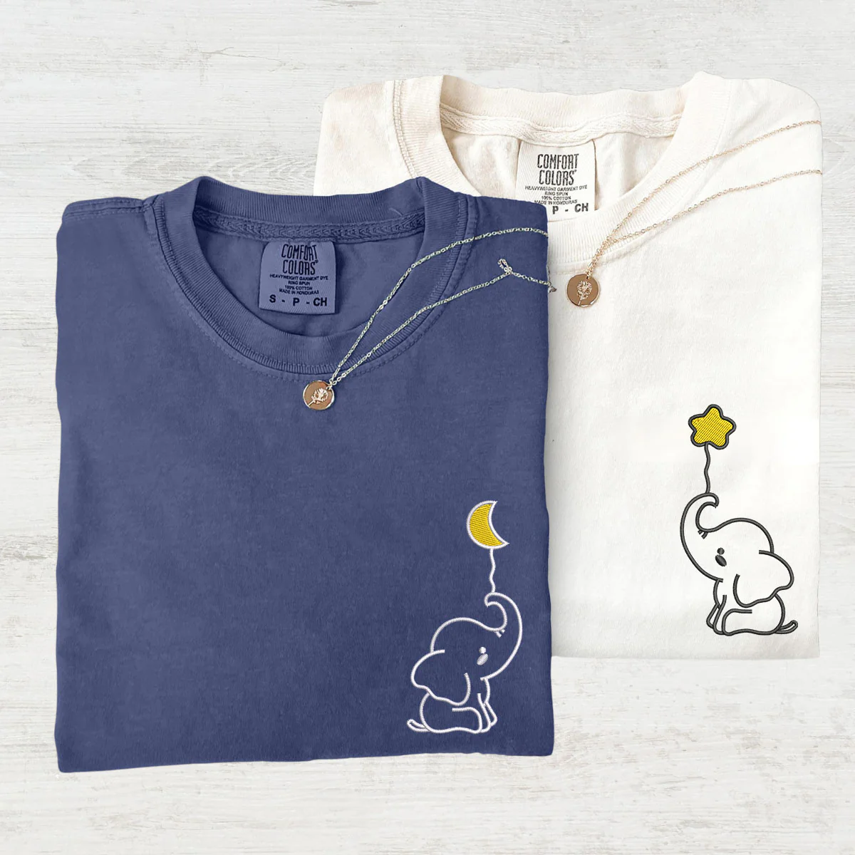 Custom Embroidered Baby Elephant Matching T-shirts for Couples - Image 4