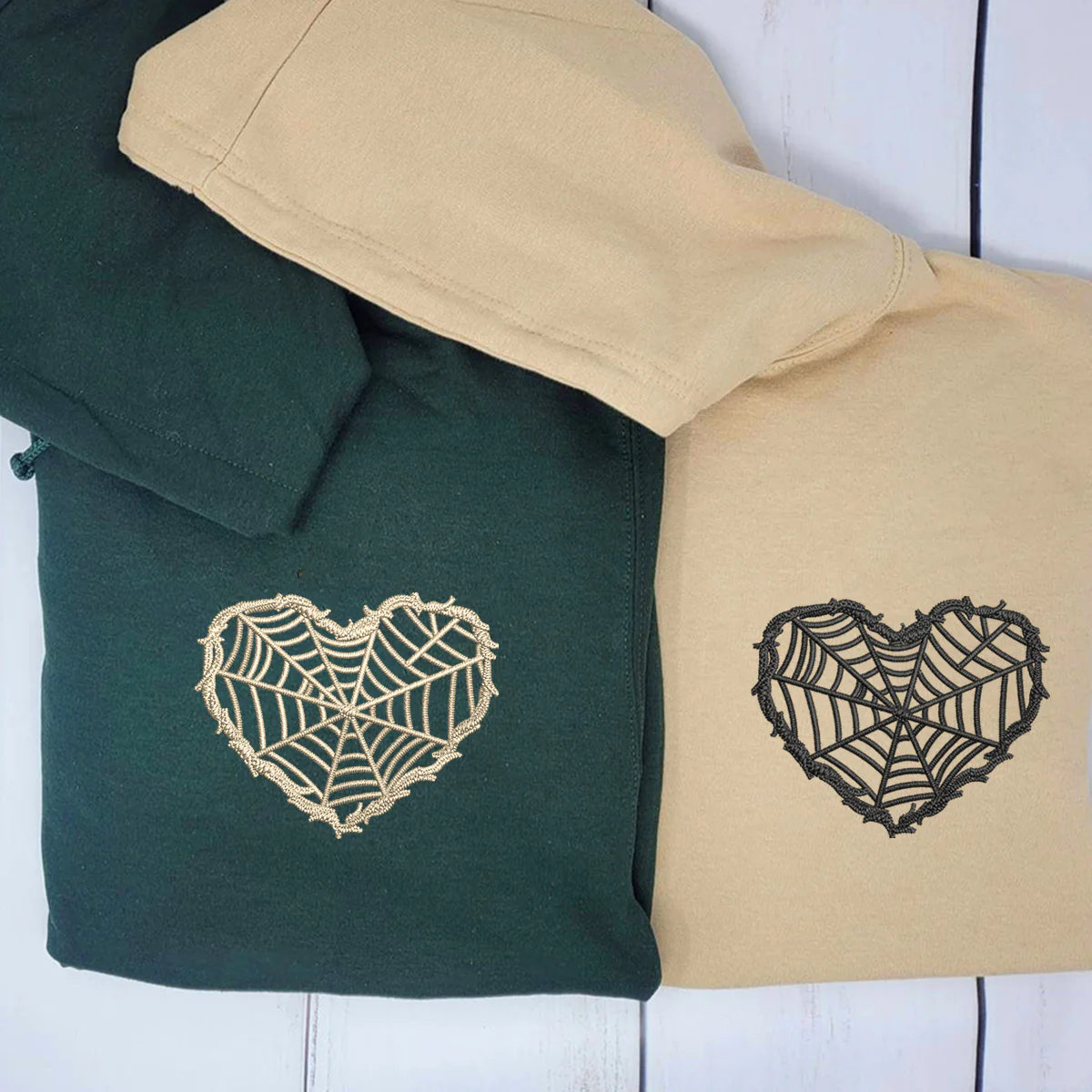 Custom Embroidered Barbed Wire Heart Matching Hoodies for Couples - Image 5