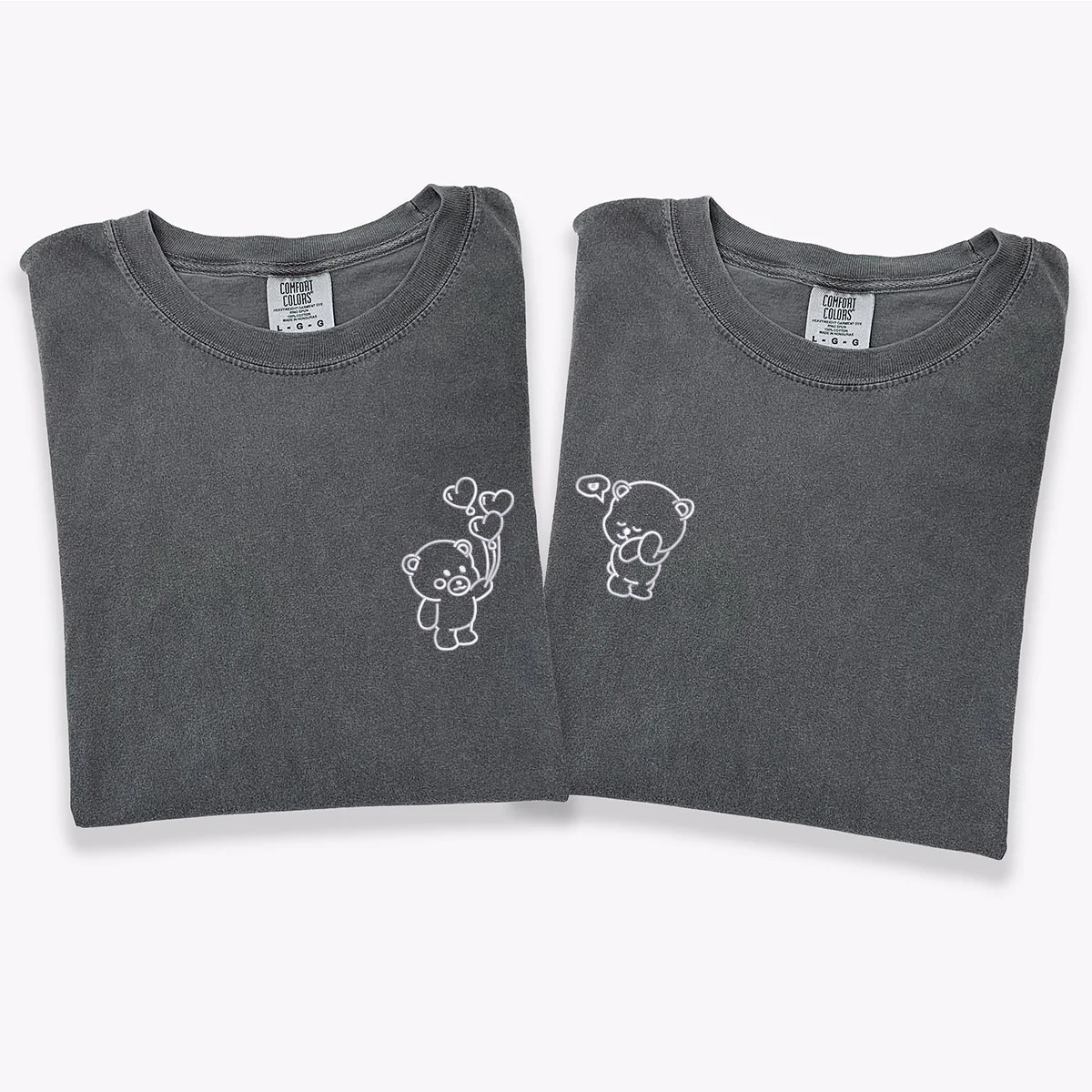 Custom Embroidered Bear Love Matching T-shirts for Couples - Image 4