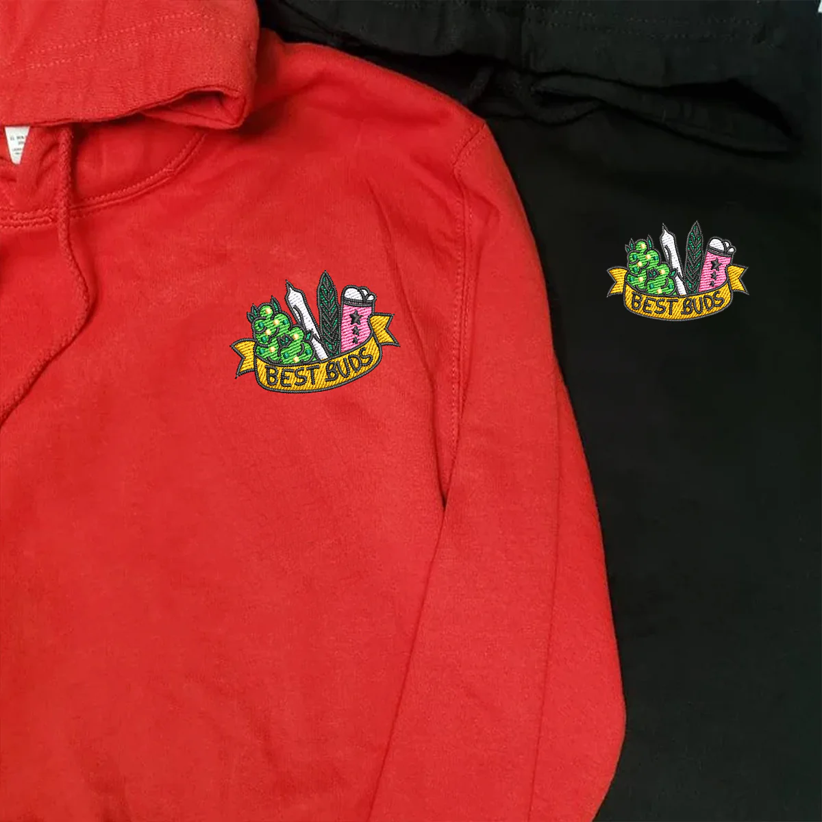 Custom Embroidered Best Buds Matching Hoodies for Couples - Image 4