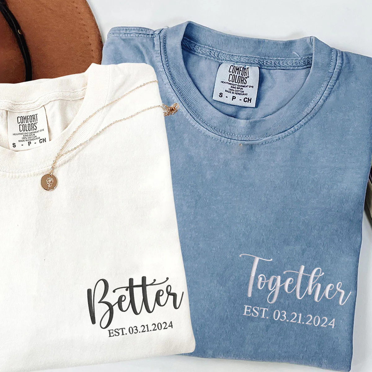 Custom Embroidered Better Together Matching T-shirts for Couples - Image 2