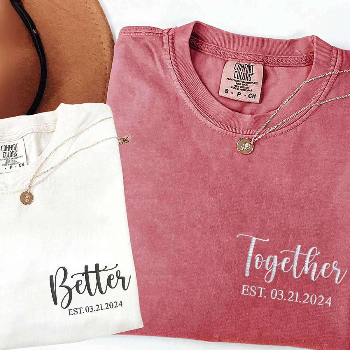 Custom Embroidered Better Together Matching T-shirts for Couples - Image 3