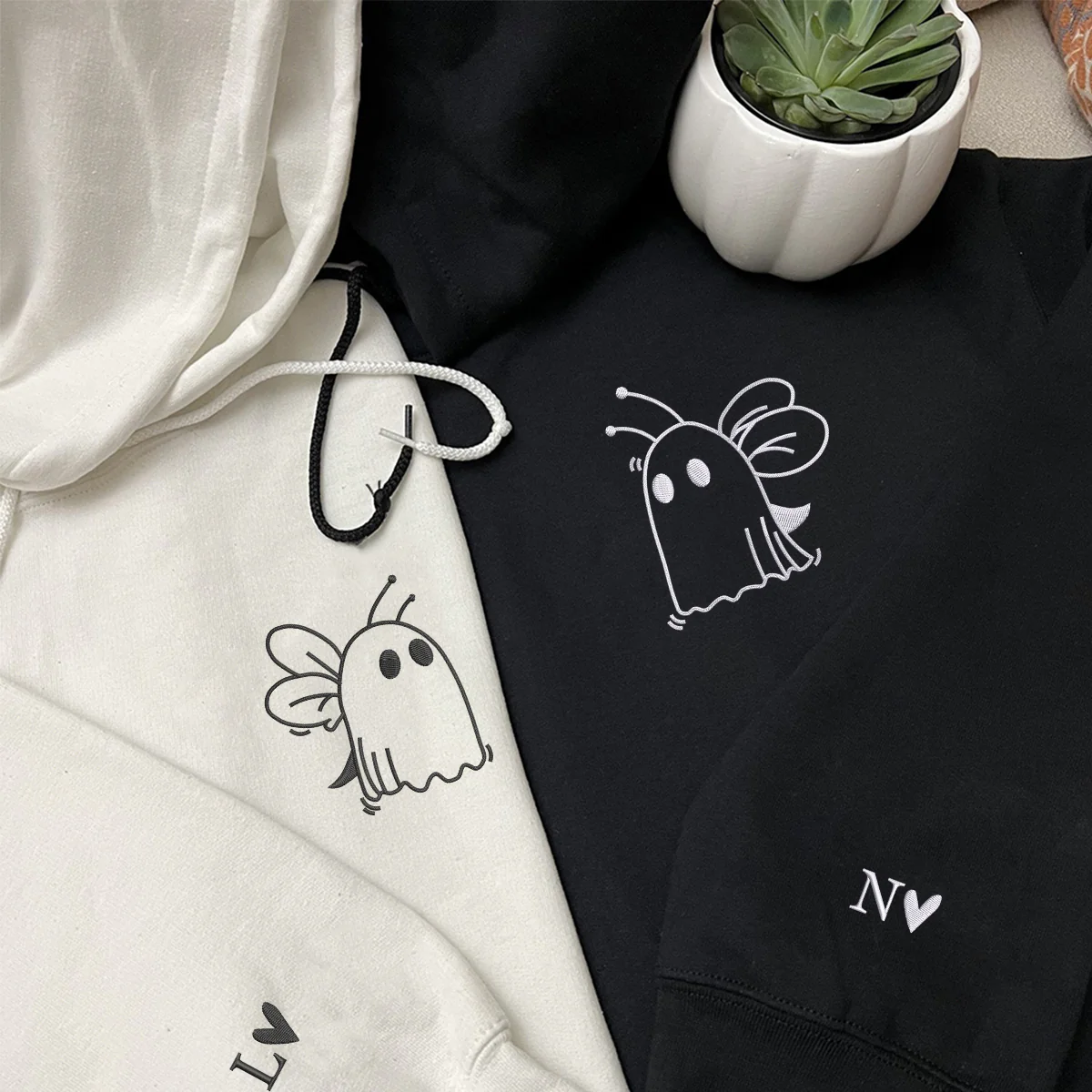 Custom Embroidered Boo Bees Matching Hoodies for Couples - Image 2