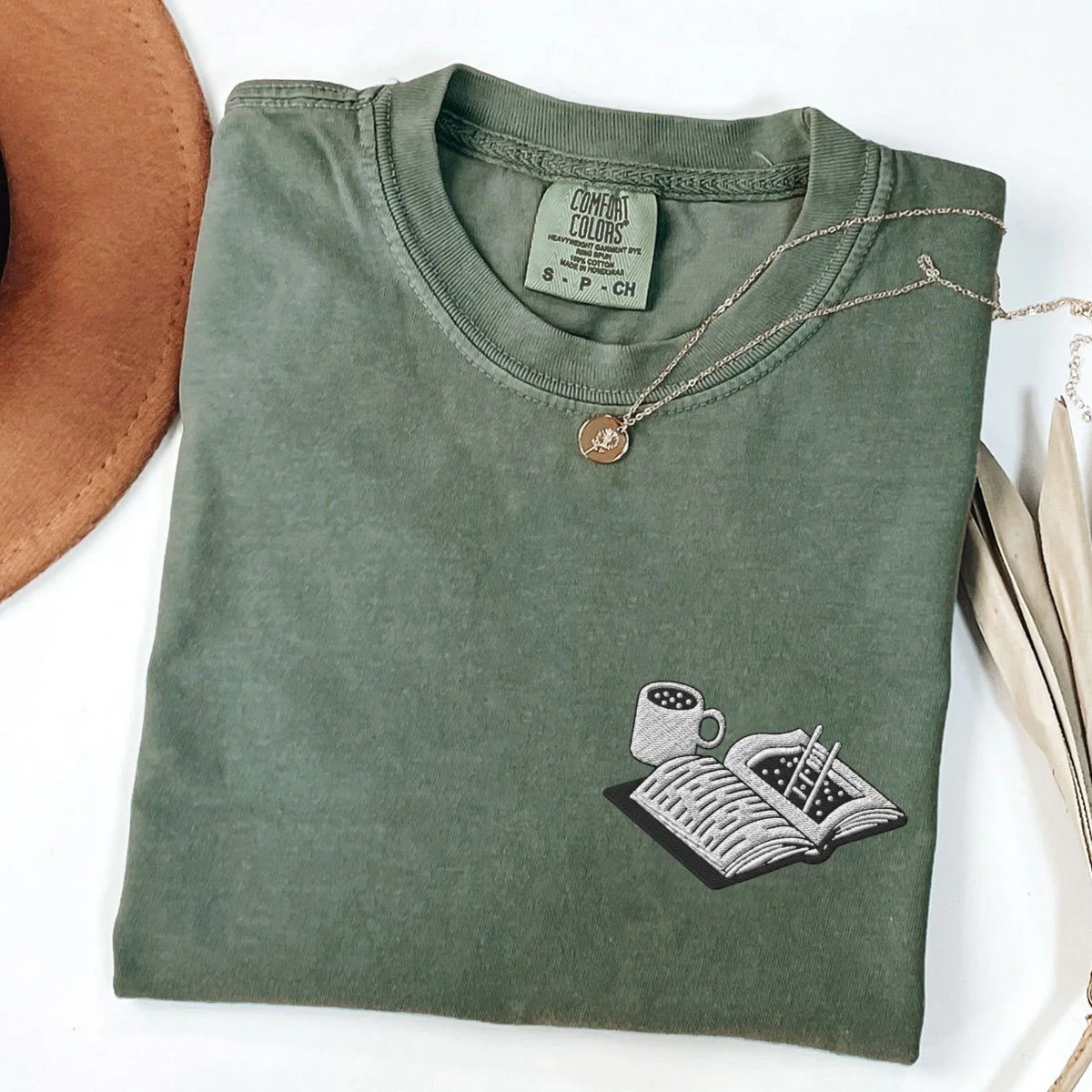 Custom Embroidered Bookworm T-Shirt โ Cozy Book Lover Tee, Cute Bookish Outfit - Image 2