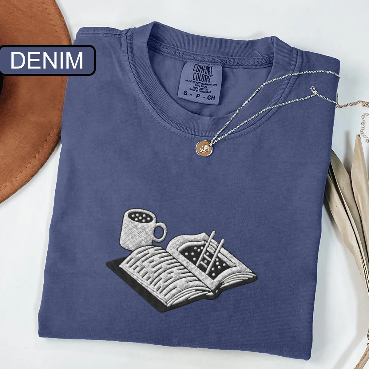 Custom Embroidered Bookworm T-Shirt โ Cozy Book Lover Tee, Cute Bookish Outfit - Image 3