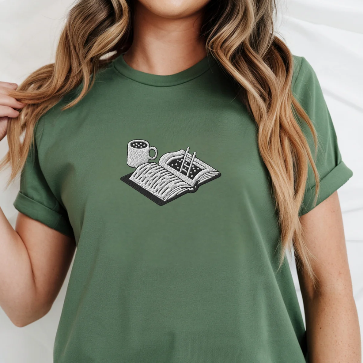 Custom Embroidered Bookworm T-Shirt โ Cozy Book Lover Tee, Cute Bookish Outfit - Image 9