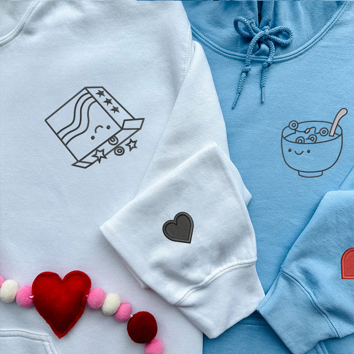 Custom Embroidered Breakfast Time Matching Hoodies for Couples - Image 5