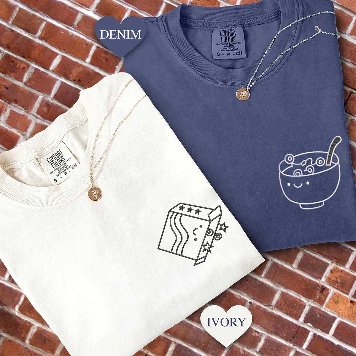 Custom Embroidered Breakfast Time Matching T-shirts for Couples - Image 2