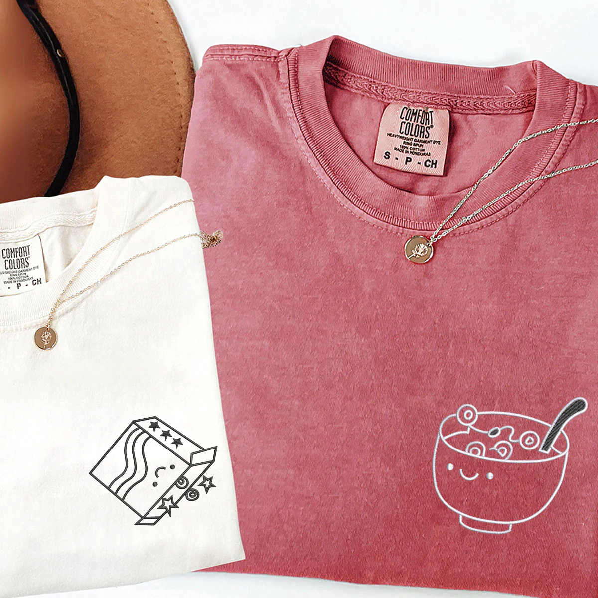 Custom Embroidered Breakfast Time Matching T-shirts for Couples - Image 4