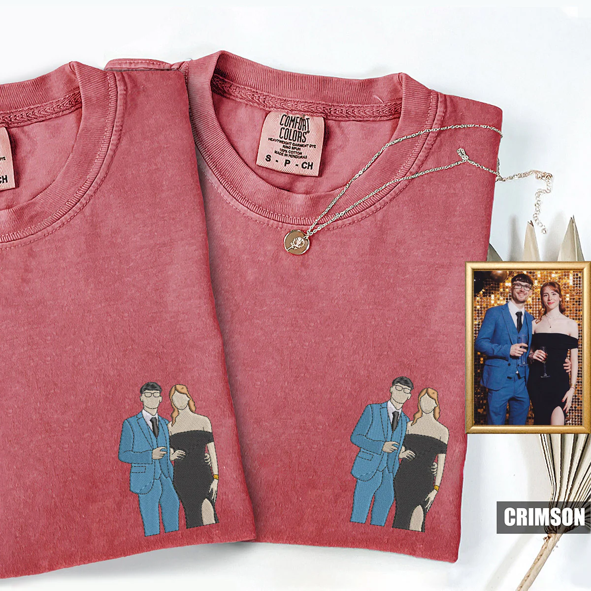 Custom Embroidered Capture Your Moment with Picture Matching T-shirts for Couples - Image 3