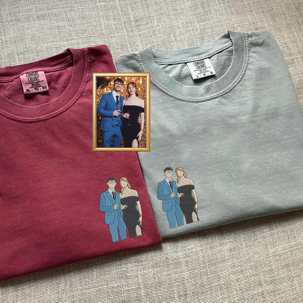 Custom Embroidered Capture Your Moment with Picture Matching T-shirts for Couples - Image 4