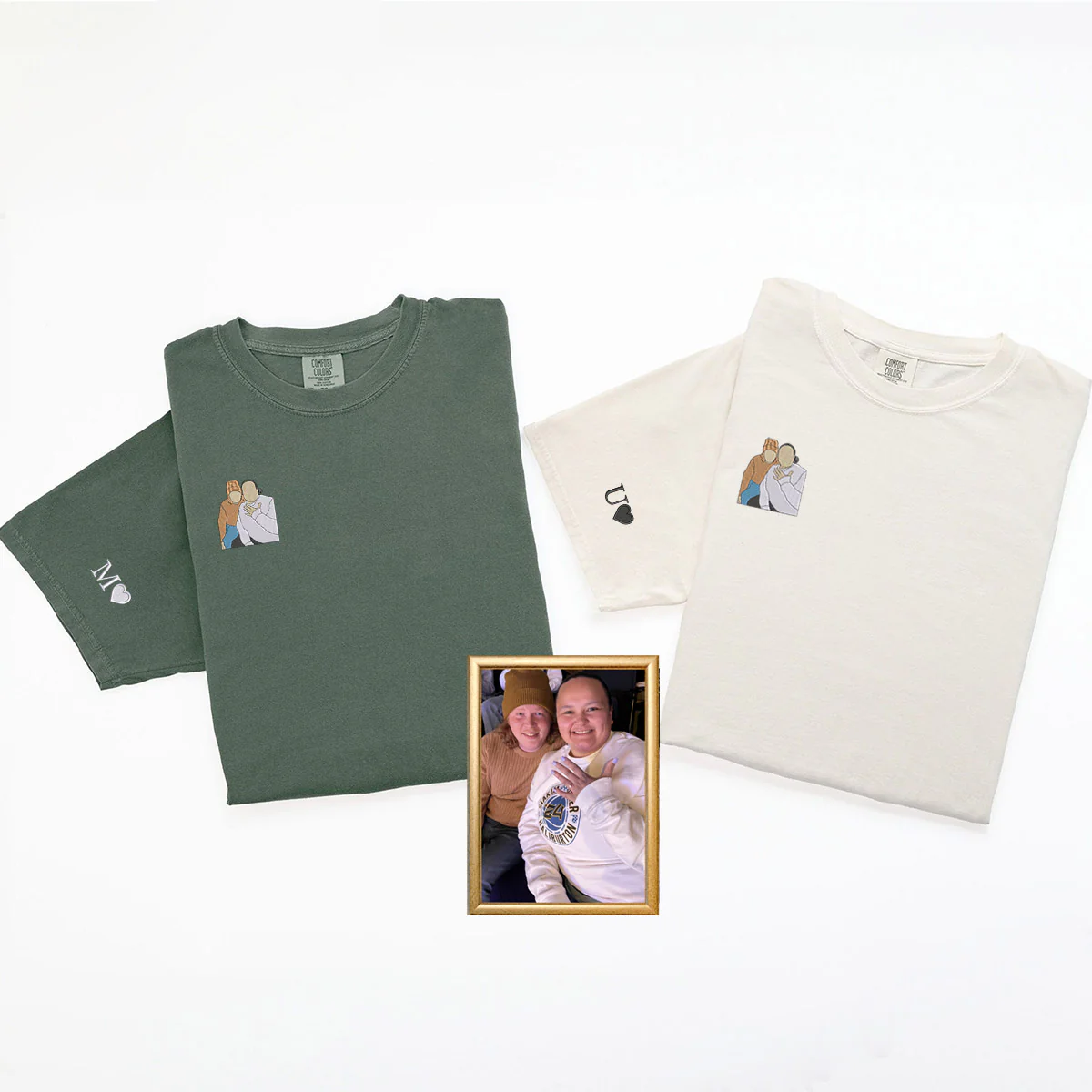 Custom Embroidered Capture Your Moment with Picture Matching T-shirts for Couples - Image 5