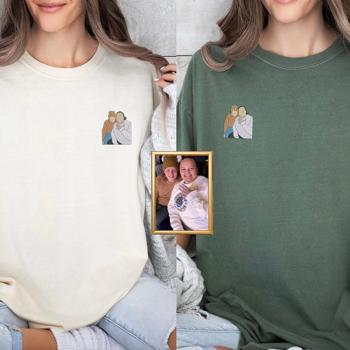 Custom Embroidered Capture Your Moment with Picture Matching T-shirts for Couples - Image 6