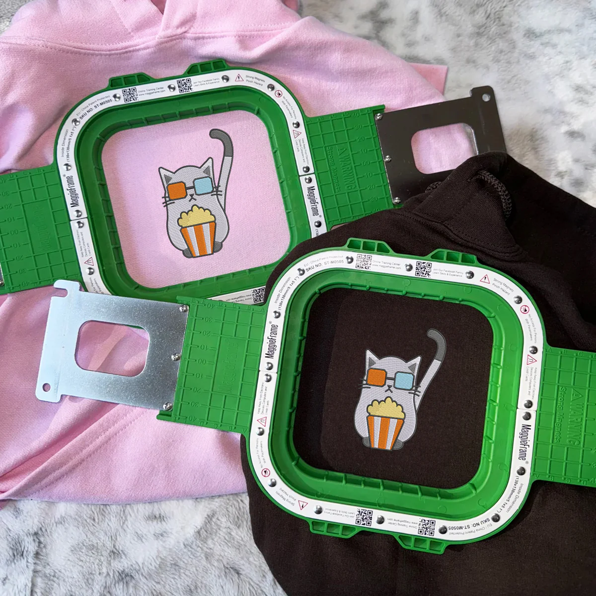 Custom Embroidered Cat Watching Movie Matching Hoodies for Couples - Image 6