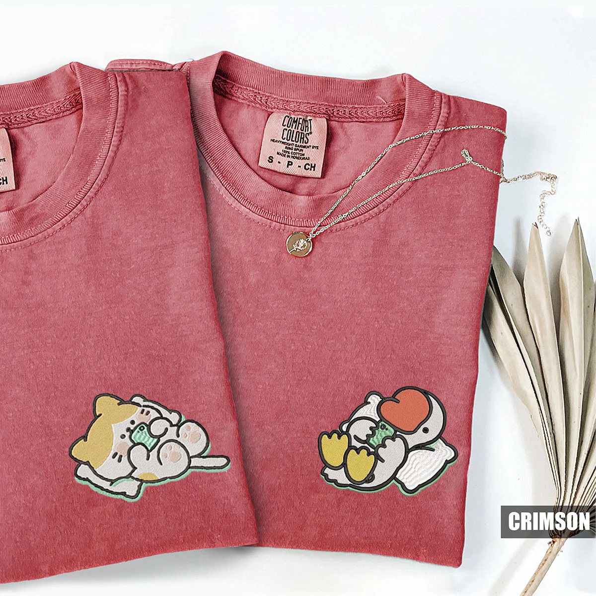Custom Embroidered Cat x Cute Goose Matching T-shirts for Couples - Image 4