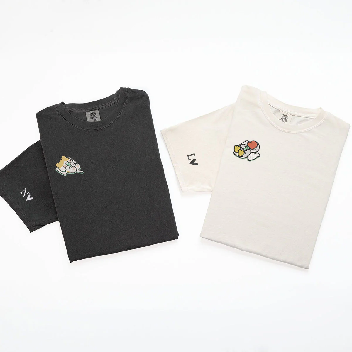 Custom Embroidered Cat x Cute Goose Matching T-shirts for Couples - Image 5