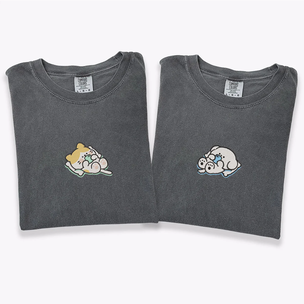 Custom Embroidered Cat x Dog Matching T-shirts for Couples - Image 3