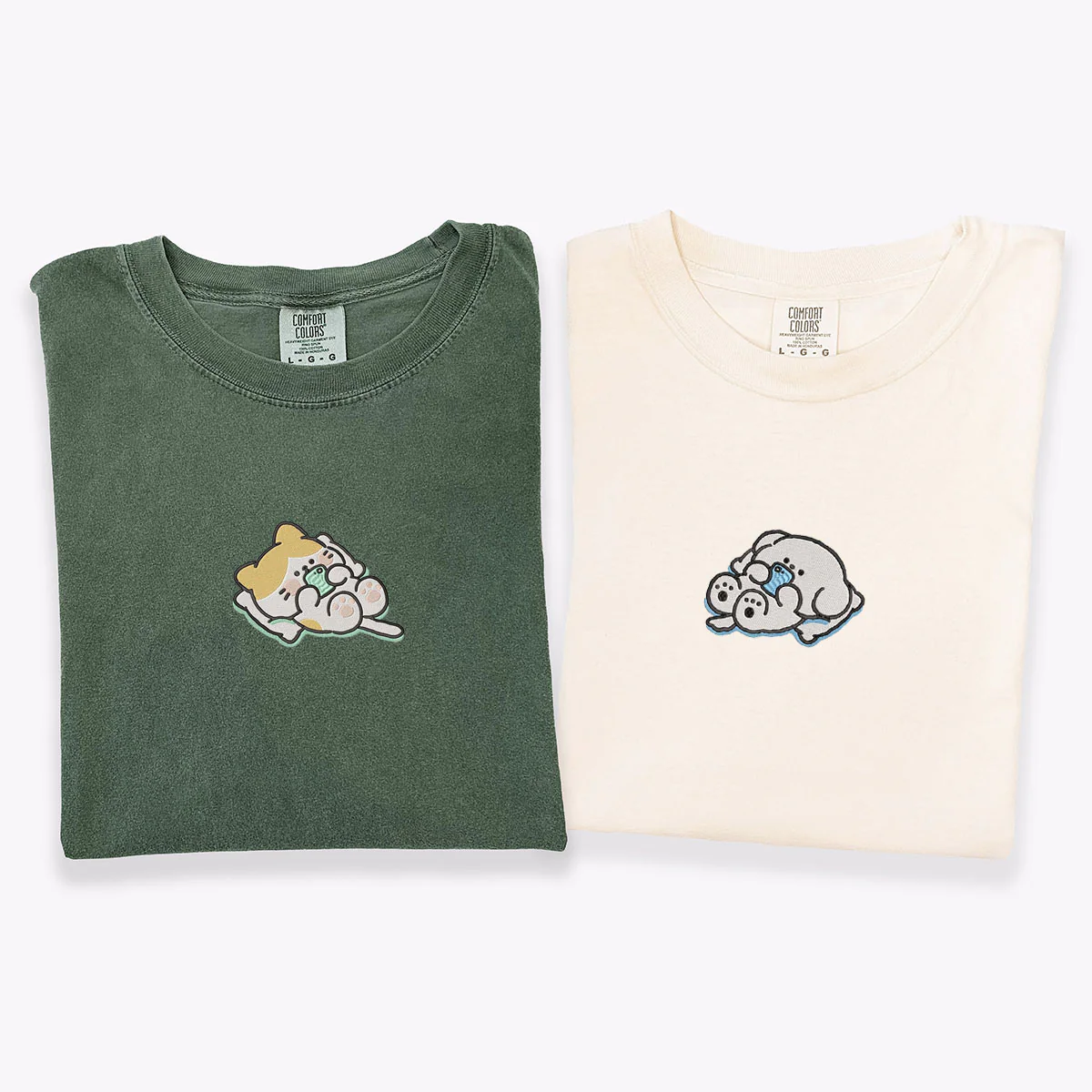 Custom Embroidered Cat x Dog Matching T-shirts for Couples - Image 4