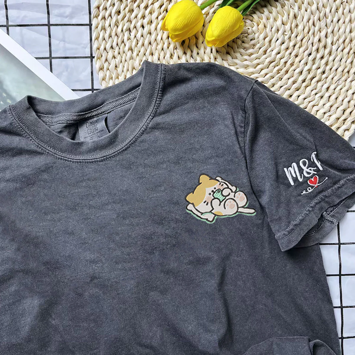 Custom Embroidered Cat x Dog Matching T-shirts for Couples - Image 5