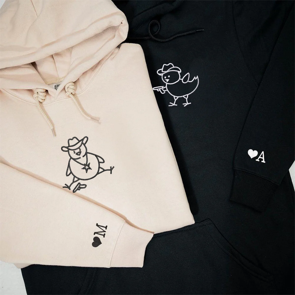 Custom Embroidered Chick Sherrifs Matching Hoodies for Couples - Image 5