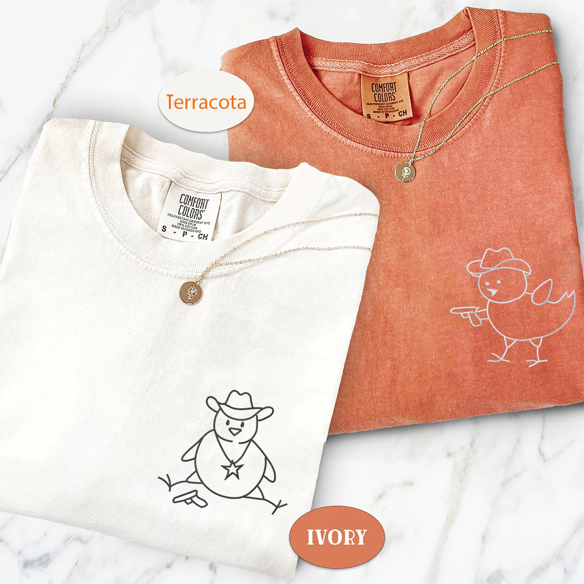 Custom Embroidered Chick Sherrifs Matching T-shirts for Couples