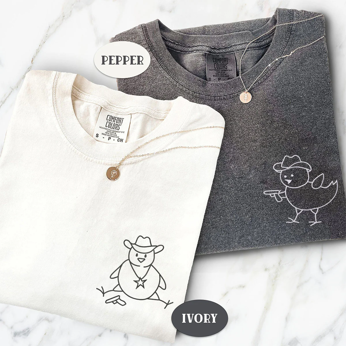 Custom Embroidered Chick Sherrifs Matching T-shirts for Couples - Image 2