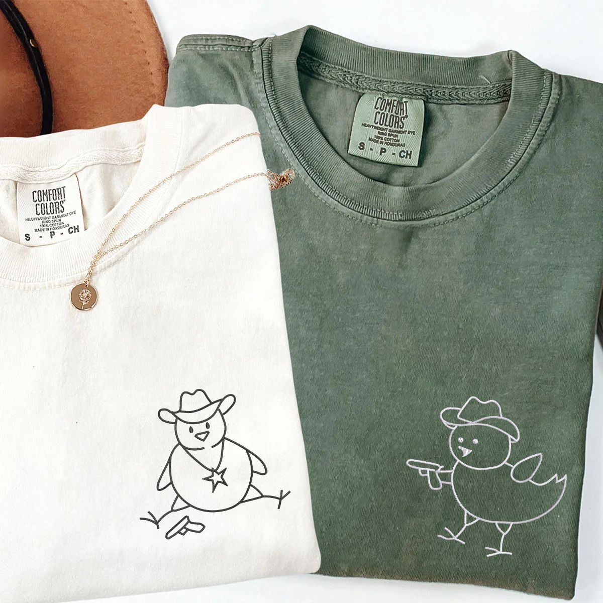 Custom Embroidered Chick Sherrifs Matching T-shirts for Couples - Image 4