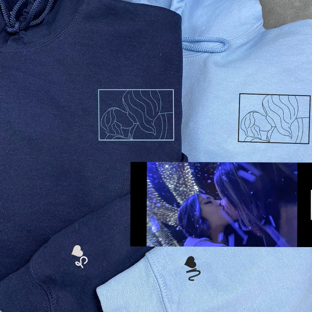 Custom Embroidered Couple Sweatshirts Hoodies, Personalized Portrait from Photo, Unique Gift Idea - Image 3