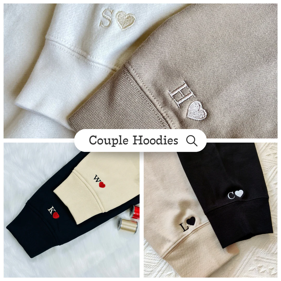 Custom Embroidered Couples Portrait Sweatshirt, Custom Embroidery from Photo Couple Hoodie, Memorable Gift Idea - Image 4