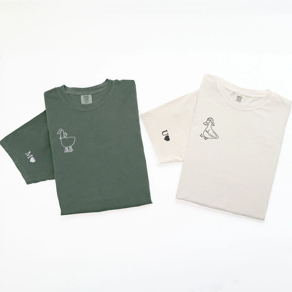 Custom Embroidered Cowboy Duck Matching T-shirts for Couples - Image 5