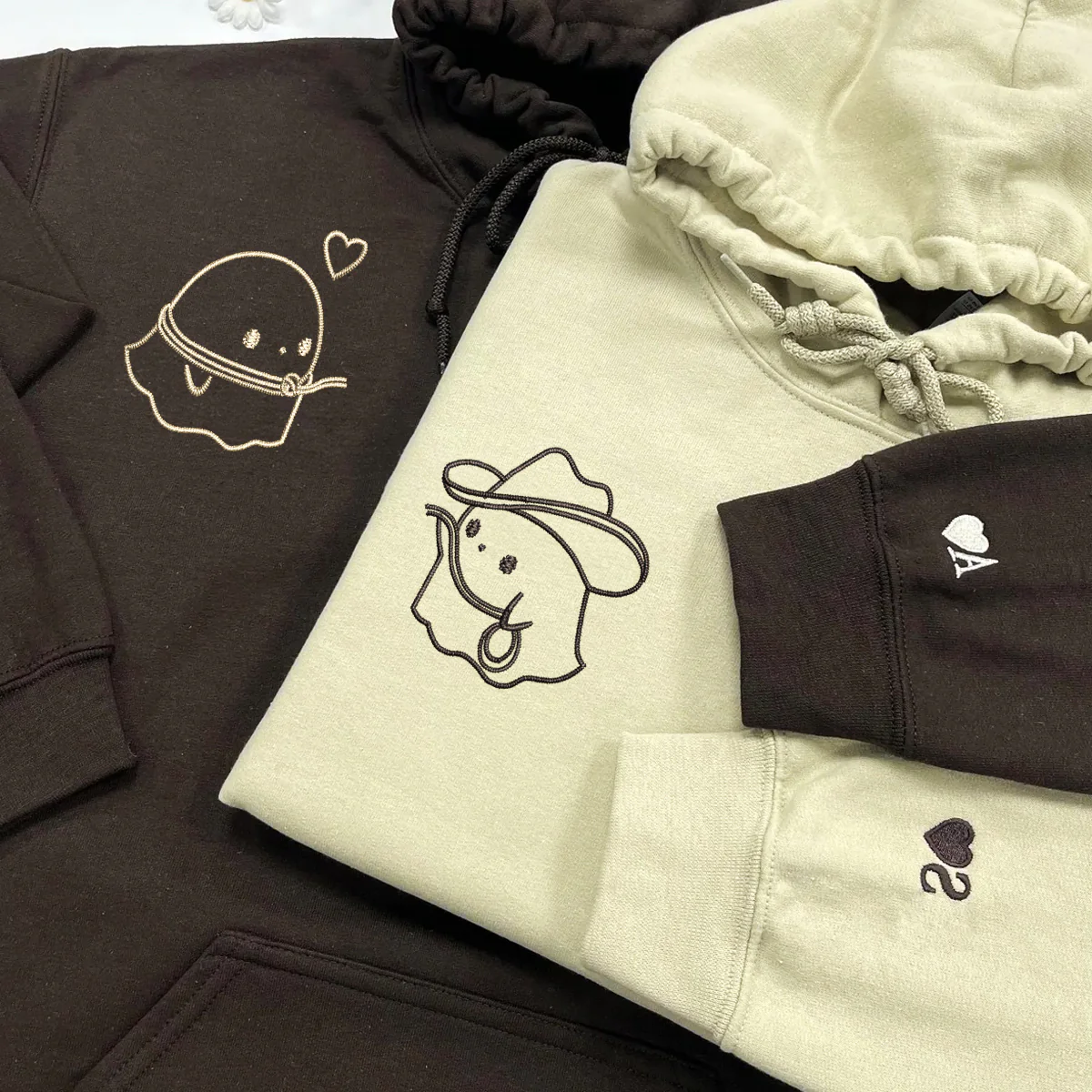 Custom Embroidered Cowboy Ghost Love Matching Hoodies for Couples - Image 3