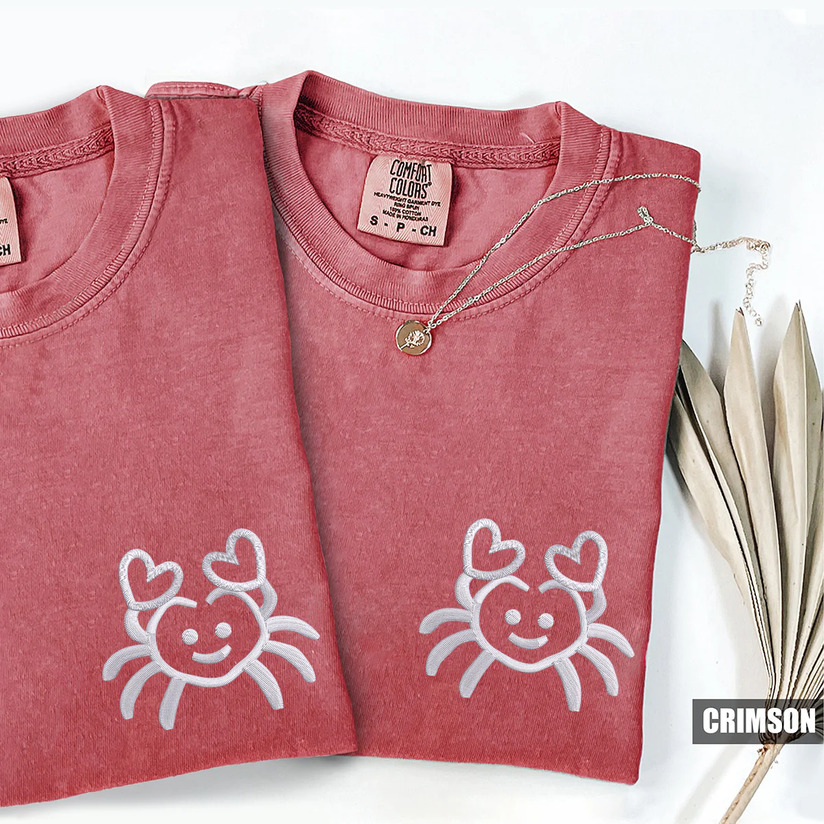 Custom Embroidered Crab Love Matching T-shirts for Couples - Image 4