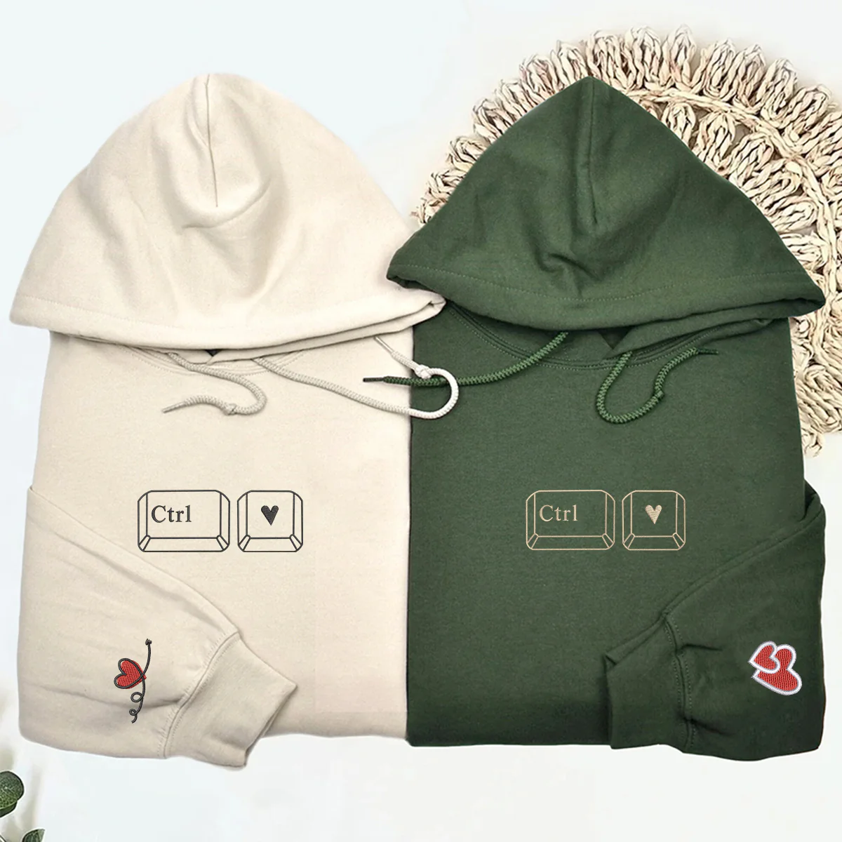 Custom Embroidered Ctrl Love Matching Hoodies for Couples - Image 6