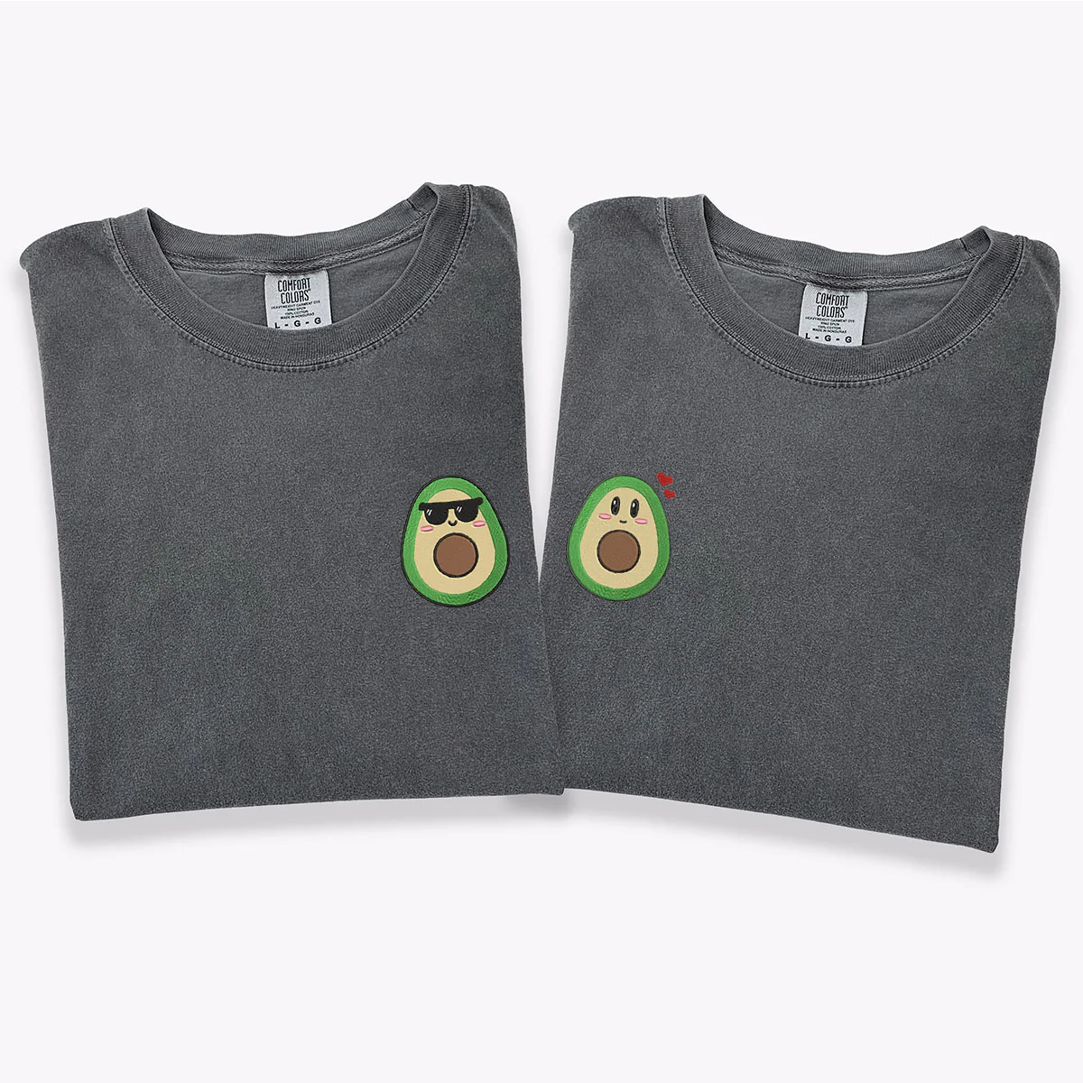 Custom Embroidered Cute Avocado Matching T-shirts for Couples - Image 2