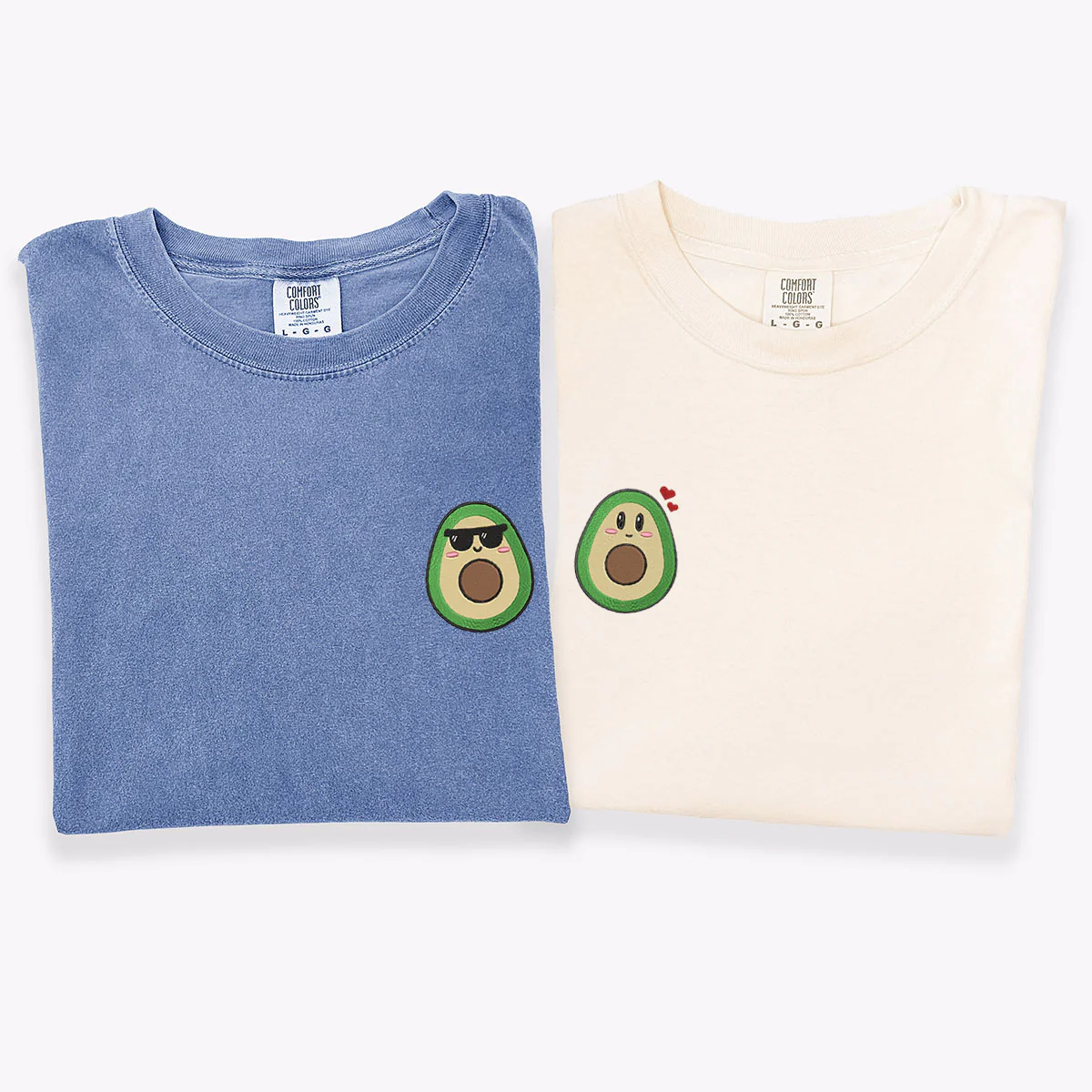 Custom Embroidered Cute Avocado Matching T-shirts for Couples - Image 3