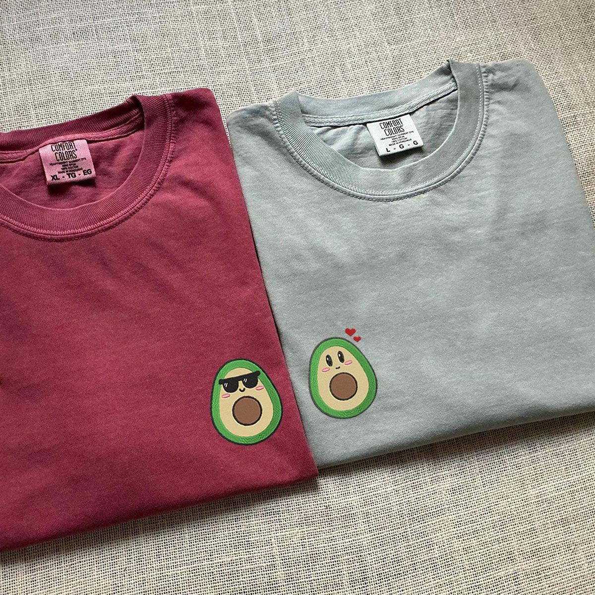 Custom Embroidered Cute Avocado Matching T-shirts for Couples - Image 4