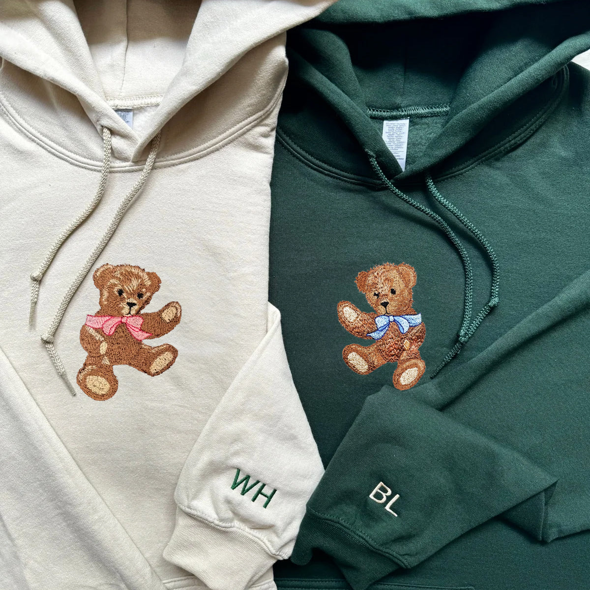 Custom Embroidered Cute Bear Matching Hoodies for Couples - Image 4