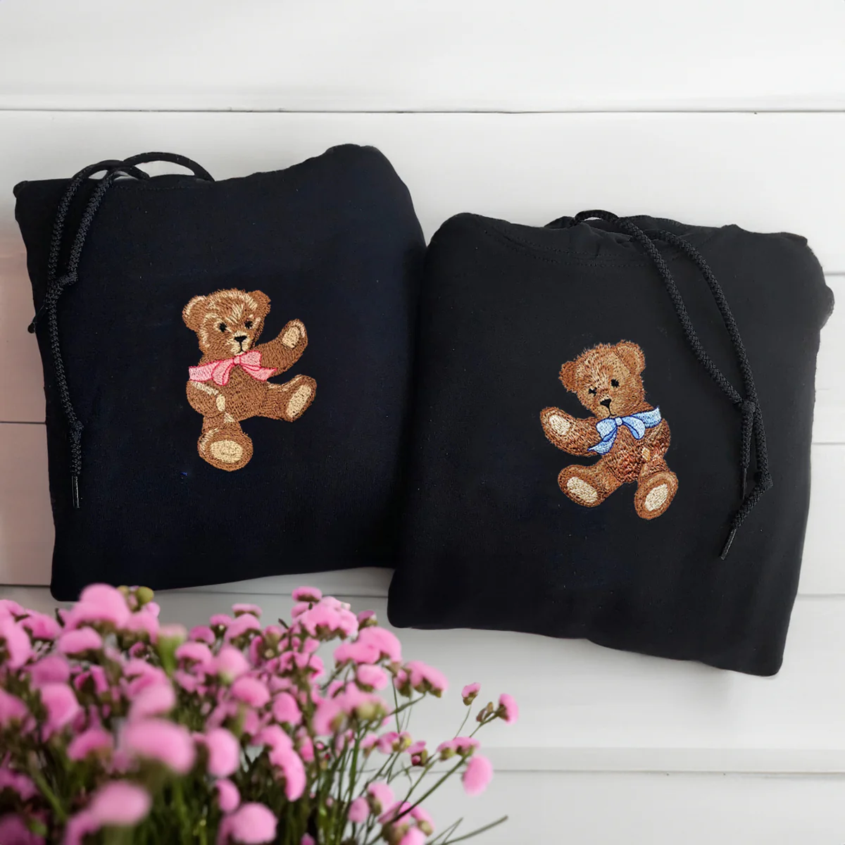 Custom Embroidered Cute Bear Matching Hoodies for Couples - Image 5