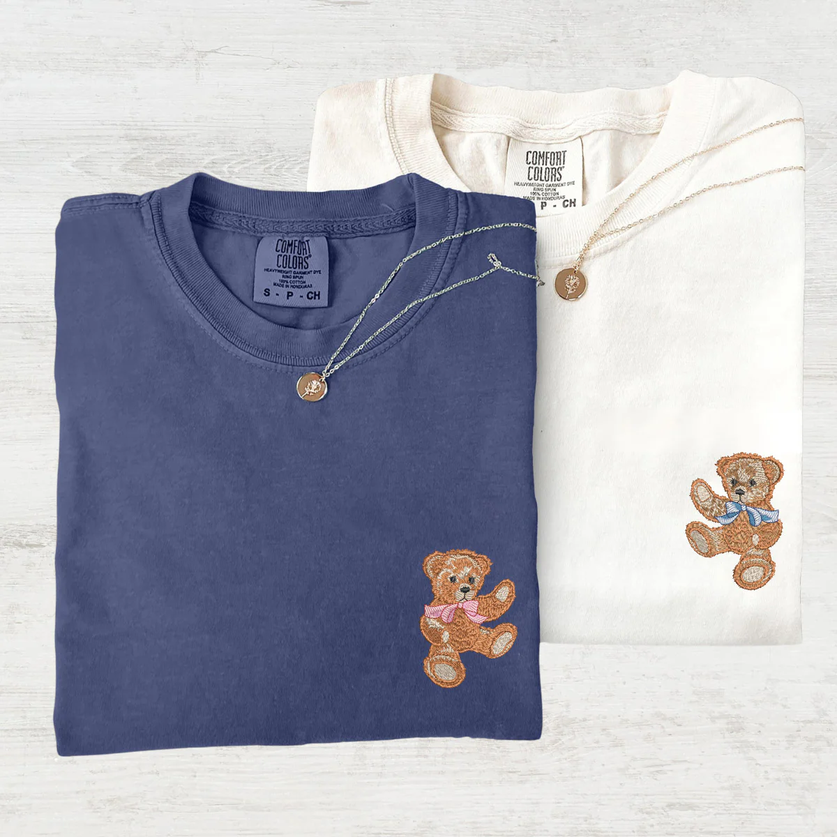 Custom Embroidered Cute Bear Matching T-shirts for Couples - Image 2