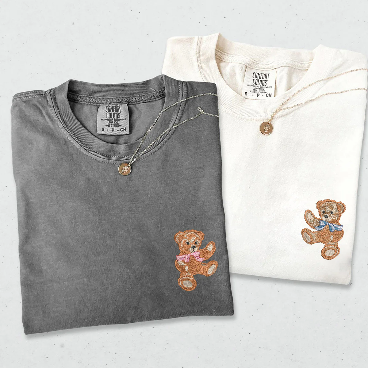 Custom Embroidered Cute Bear Matching T-shirts for Couples - Image 3