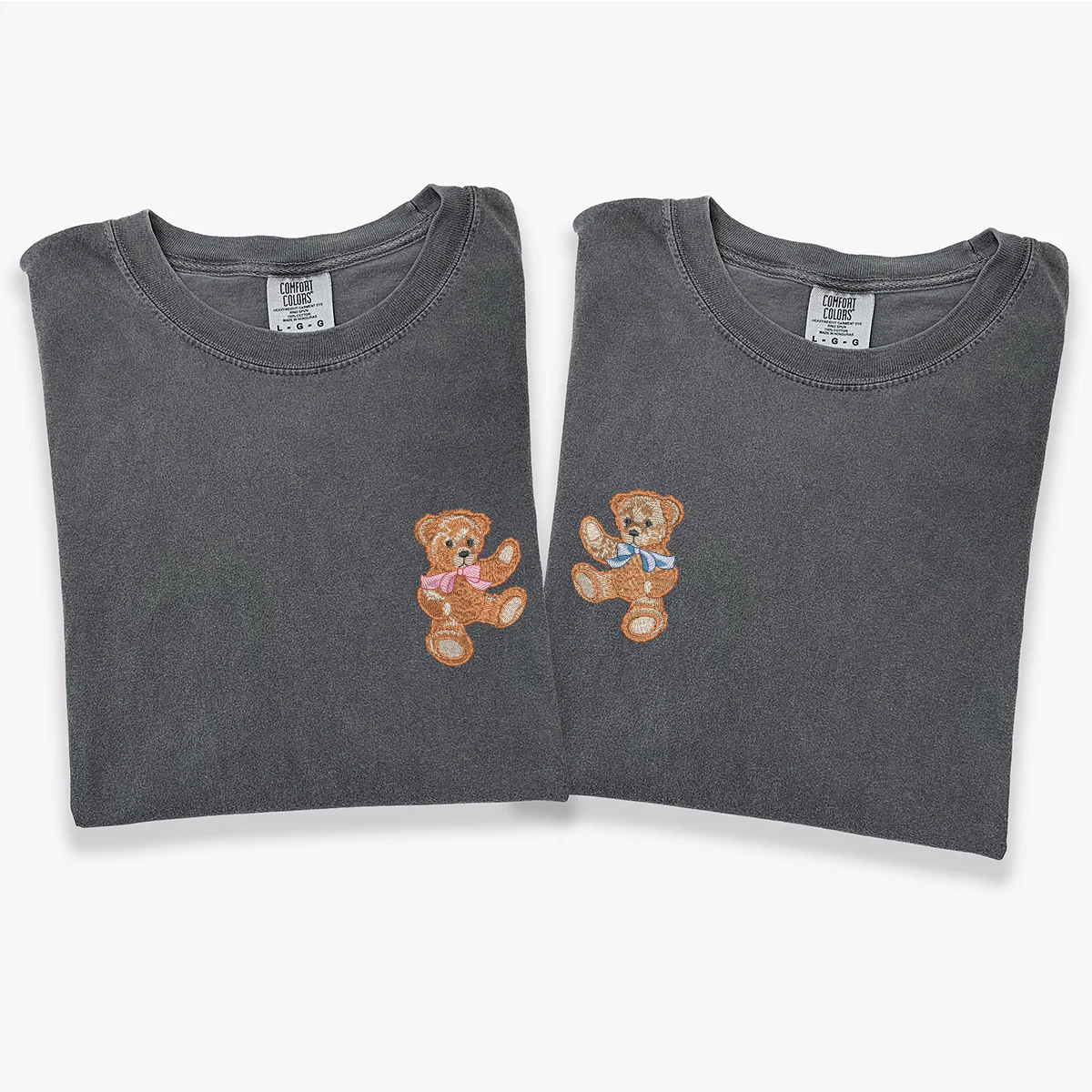 Custom Embroidered Cute Bear Matching T-shirts for Couples - Image 4
