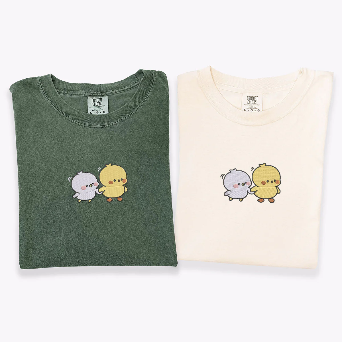Custom Embroidered Cute Cartoon Chick Matching T-shirts for Couples - Image 2