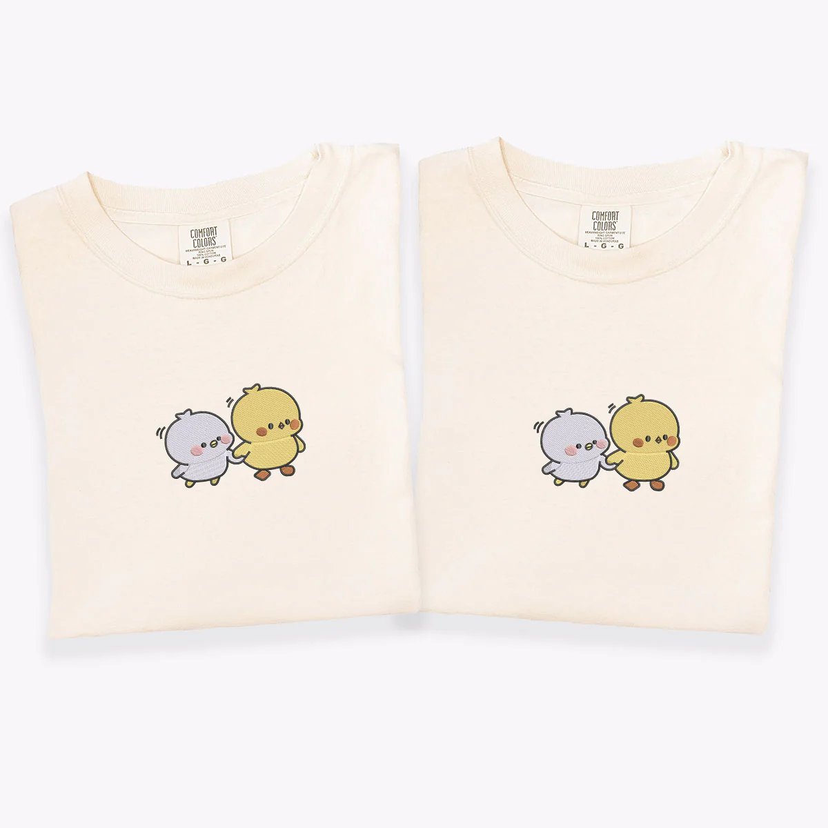 Custom Embroidered Cute Cartoon Chick Matching T-shirts for Couples - Image 4