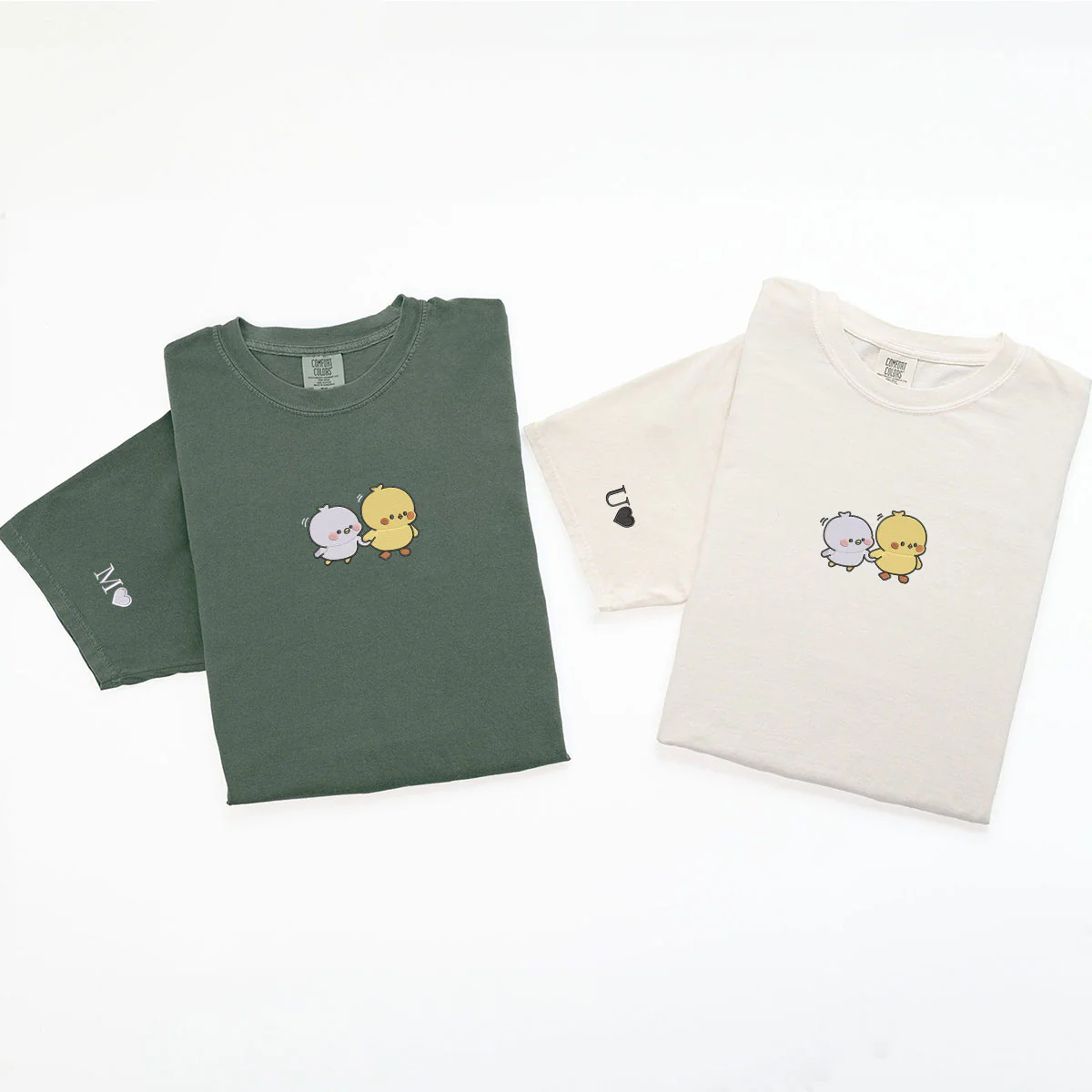 Custom Embroidered Cute Cartoon Chick Matching T-shirts for Couples - Image 5