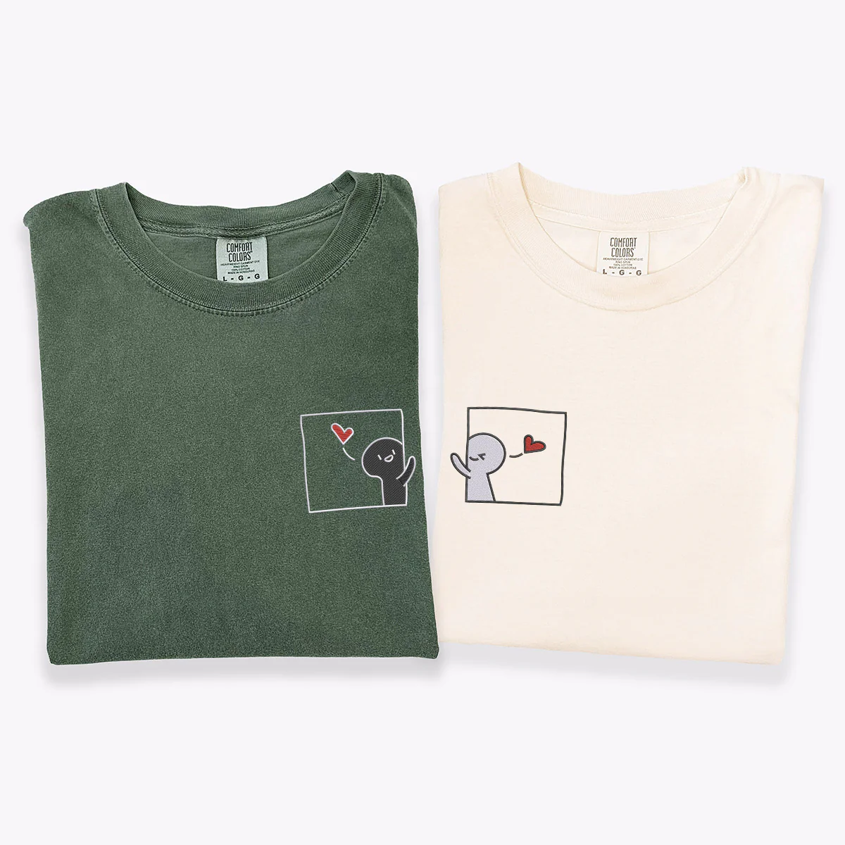 Custom Embroidered Cute Cartoon Matching T-shirts for Couples - Image 4