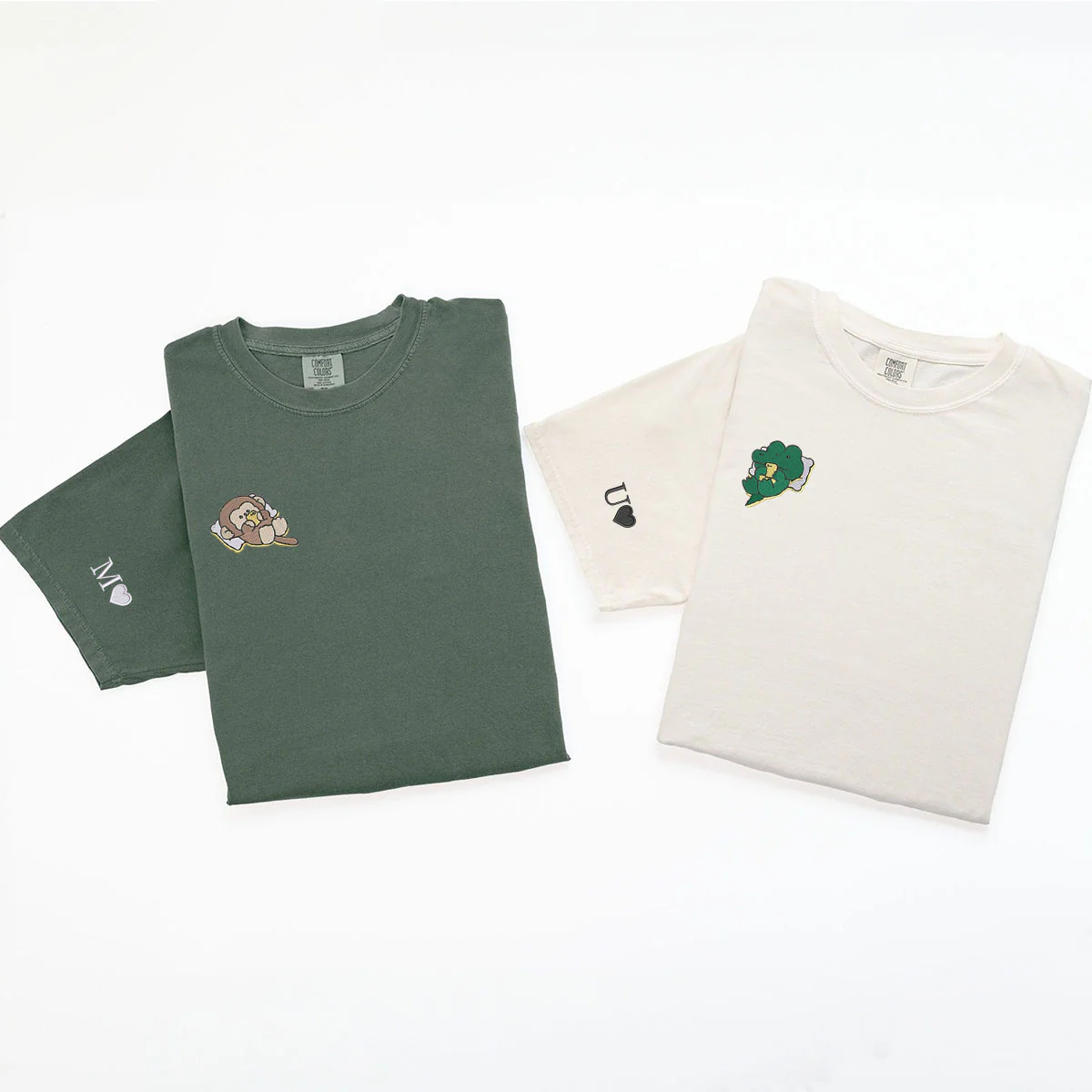 Custom Embroidered Cute Crocodile x Monkey Matching T-shirts for Couples - Image 5