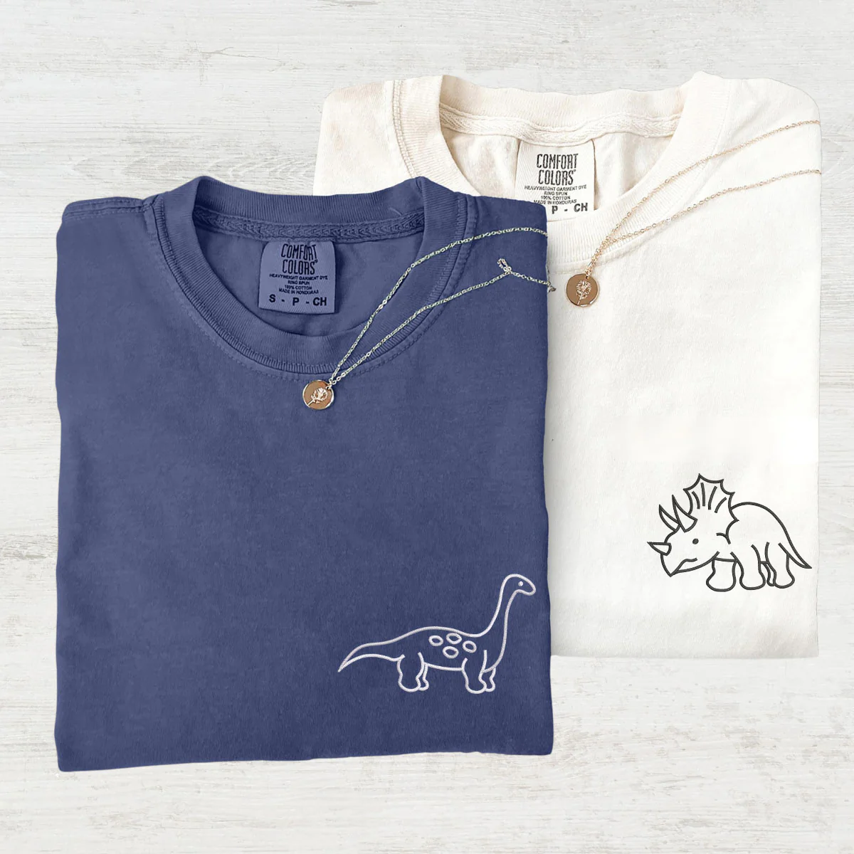Custom Embroidered Cute Dinosaur Matching T-shirts for Couples - Image 3